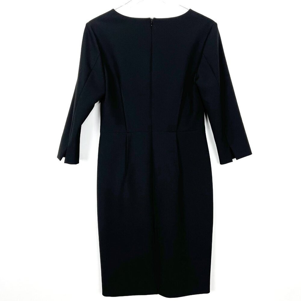 St. Emile Sheath Dress Women's Size 6 Black 3/4 Sleeves Tailored Classic LBD - Picture 15 of 16